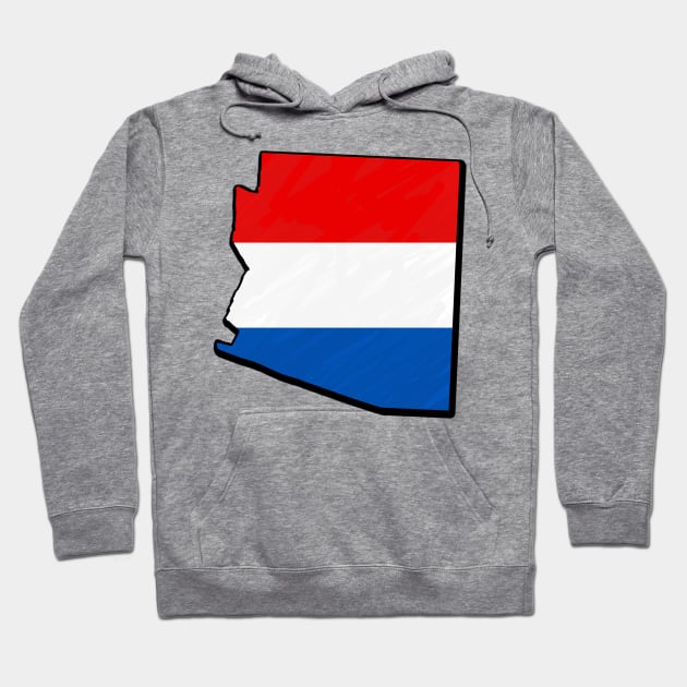 Red, White, and Blue Arizona Outline Hoodie by Mookle